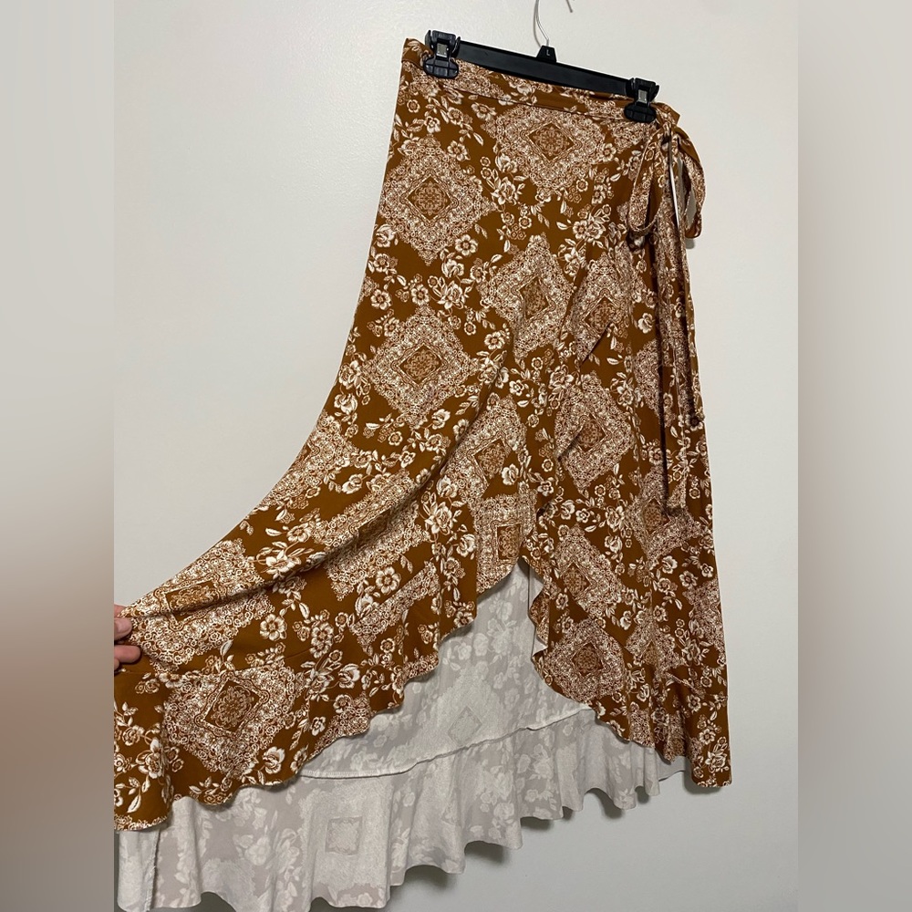 Earthbound Trading Company Wrap Around Asymmetrical Skirt